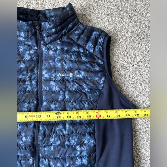 EDDIE BAUER FIRST ASCENT STORMDOWN 800 PRINT ZIP UP PUFFER QUILTED VEST LARGE - Picture 7 of 8